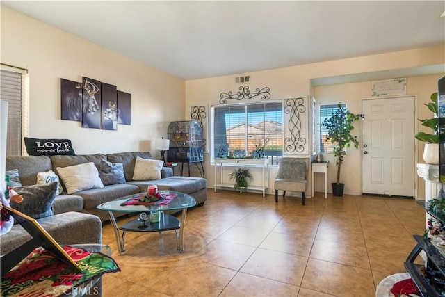 view of tiled living room