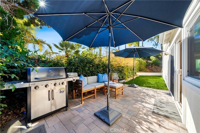 view of patio featuring outdoor lounge area