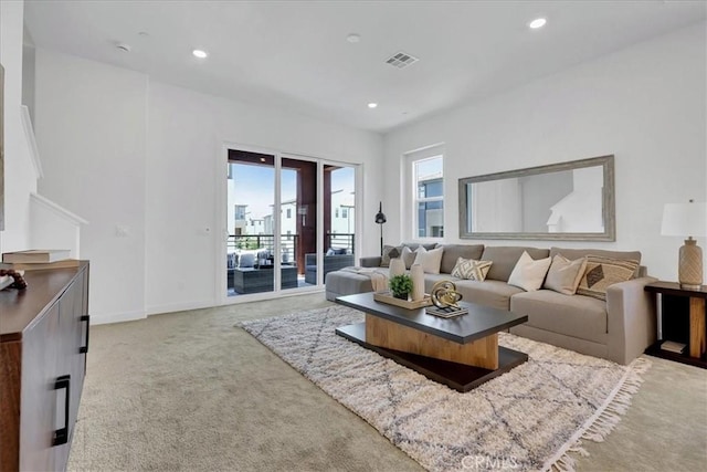 living room with carpet