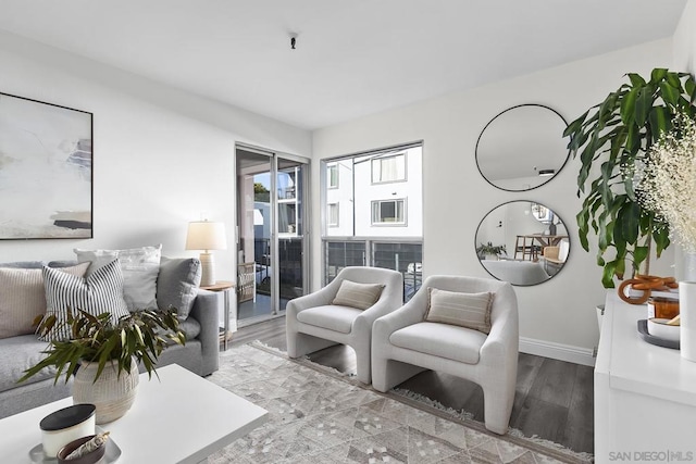 living room with light wood-type flooring