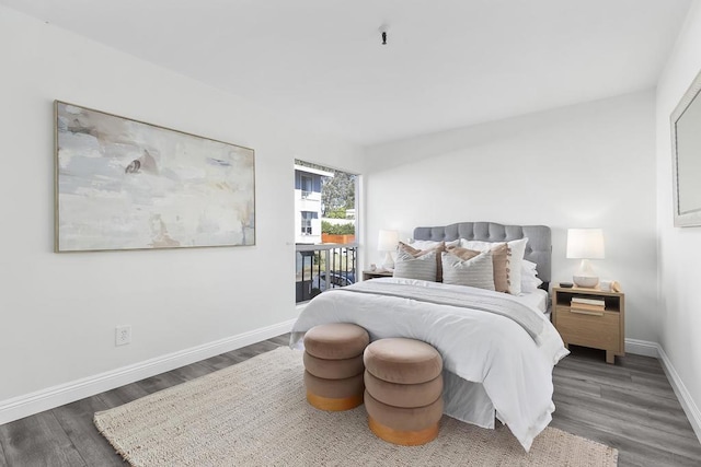 bedroom featuring dark hardwood / wood-style floors