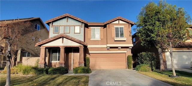 craftsman-style home with a garage