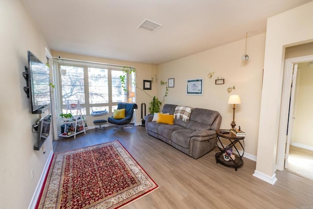 living room featuring light hardwood / wood-style flooring