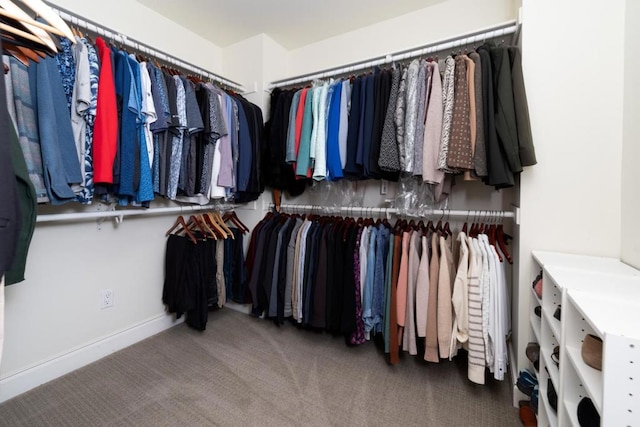 walk in closet with carpet floors