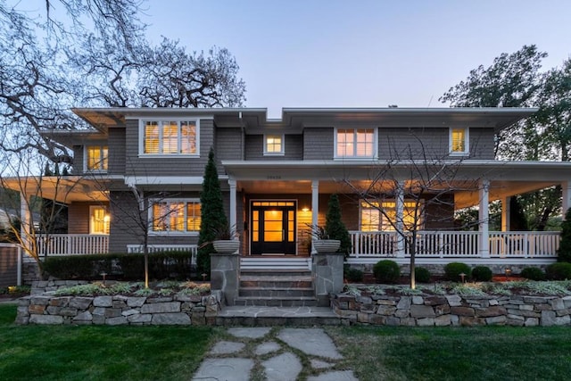 prairie-style home with a porch