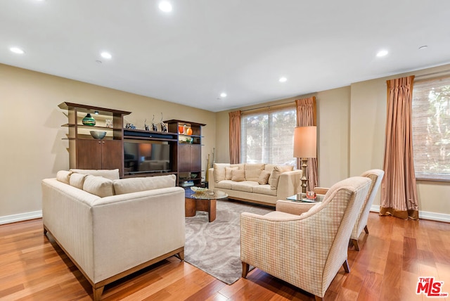 living room featuring light hardwood / wood-style flooring