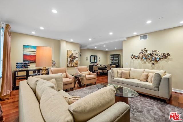 living room featuring hardwood / wood-style flooring