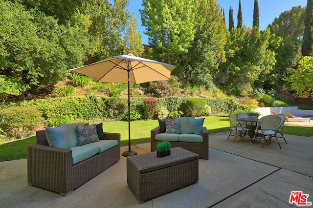 view of patio with an outdoor living space