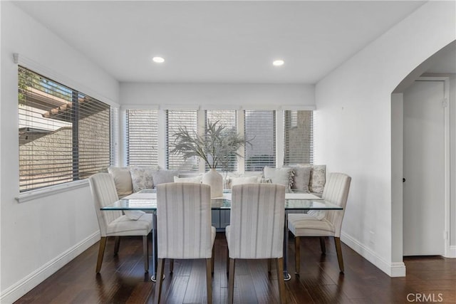 dining room with dark hardwood / wood-style floors