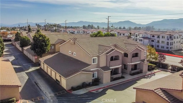 drone / aerial view with a mountain view