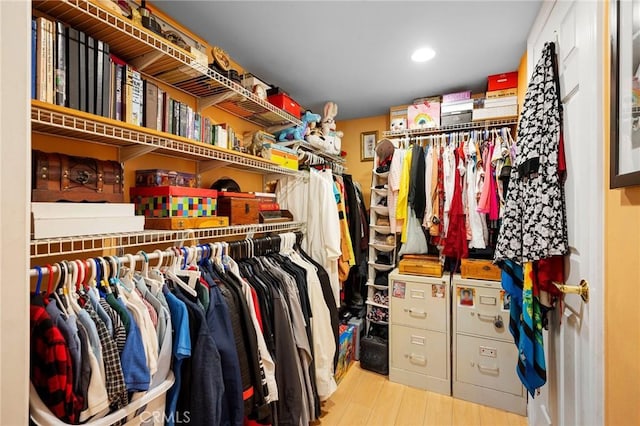 spacious closet with light wood-type flooring