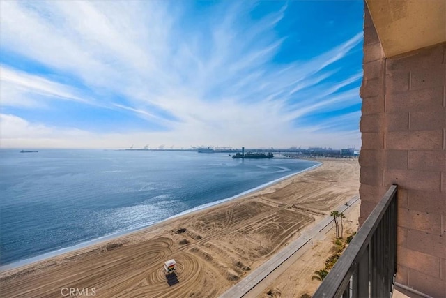 property view of water featuring a view of the beach