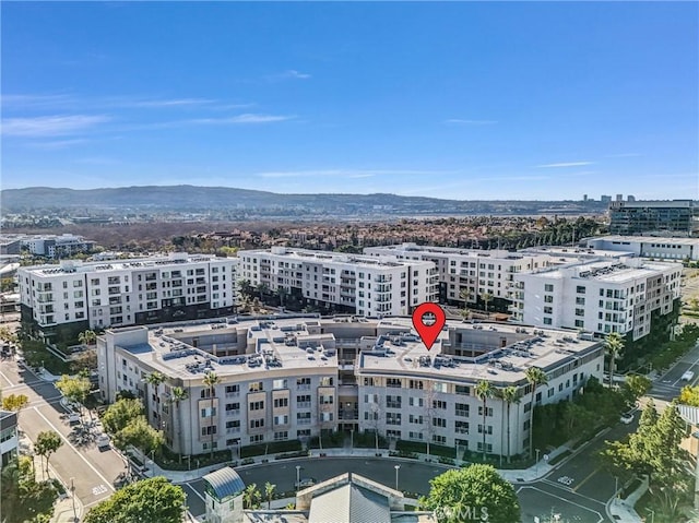 drone / aerial view with a mountain view