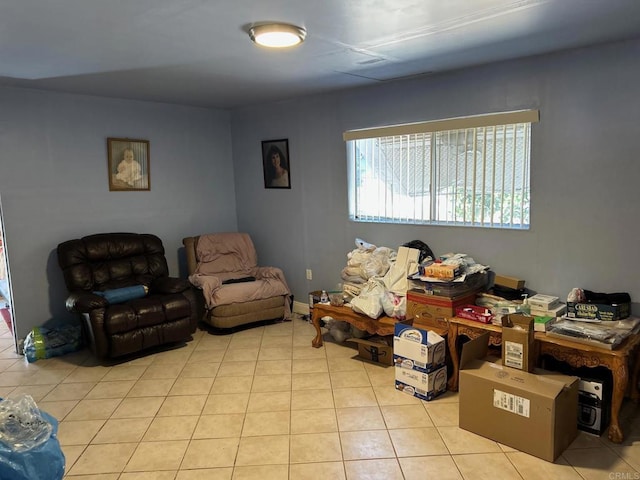 living area featuring light tile patterned floors