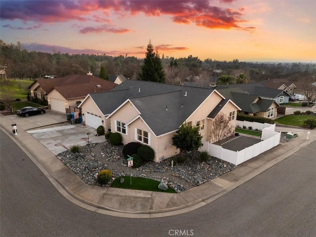 aerial view with a residential view