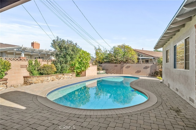 view of pool featuring a patio and a pergola