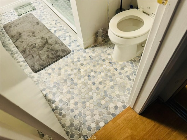 bathroom featuring toilet and hardwood / wood-style floors