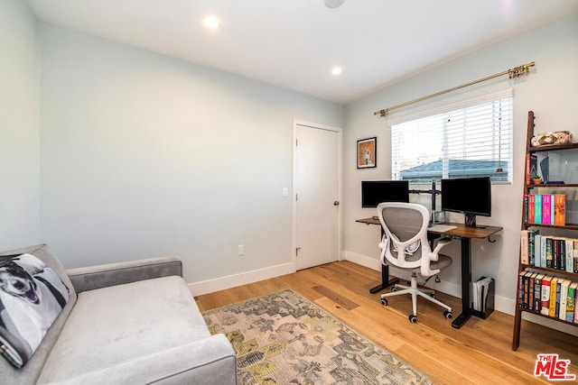 office area featuring light wood-type flooring