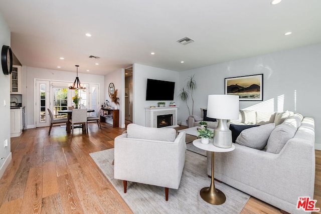 living room featuring light hardwood / wood-style floors