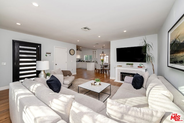 living room featuring hardwood / wood-style flooring