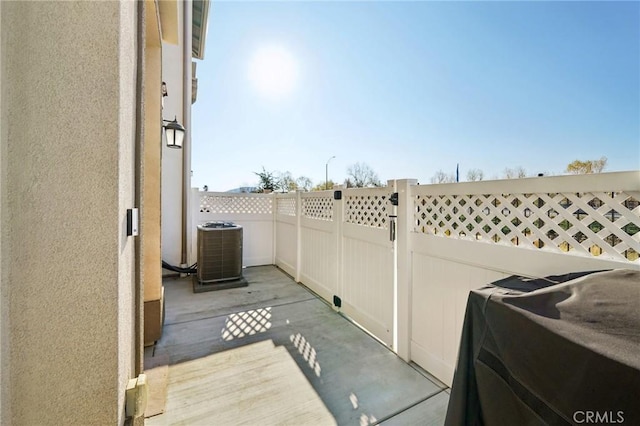 view of patio featuring central air condition unit