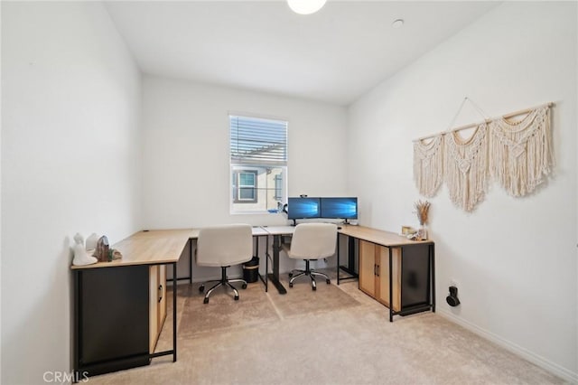 view of carpeted home office