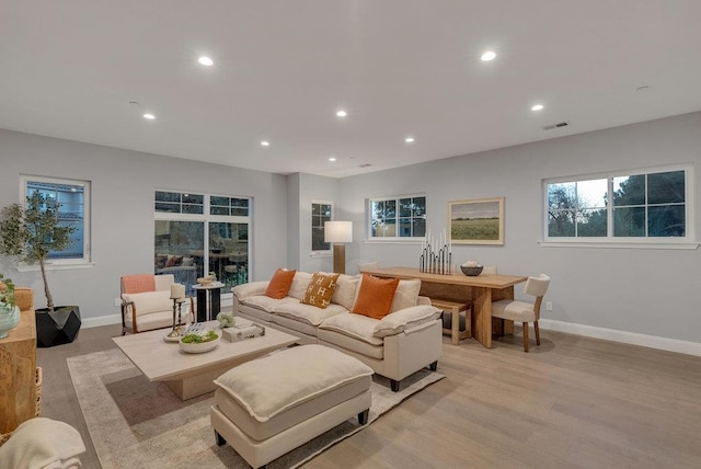 living room featuring light hardwood / wood-style flooring