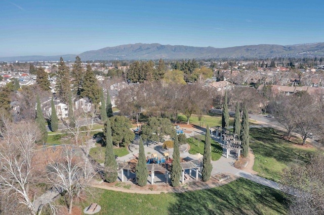 drone / aerial view with a mountain view