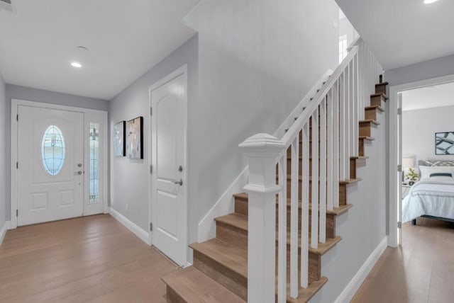 entryway featuring light hardwood / wood-style flooring