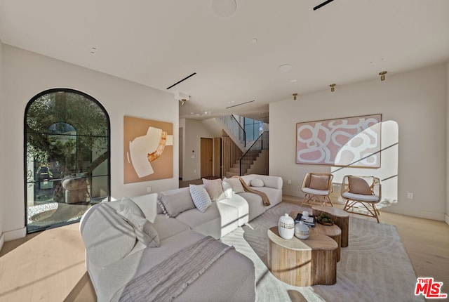 living room featuring light hardwood / wood-style floors