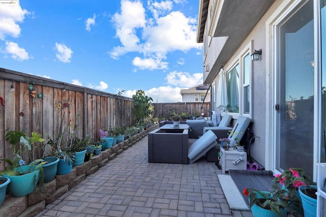 view of patio / terrace featuring an outdoor living space