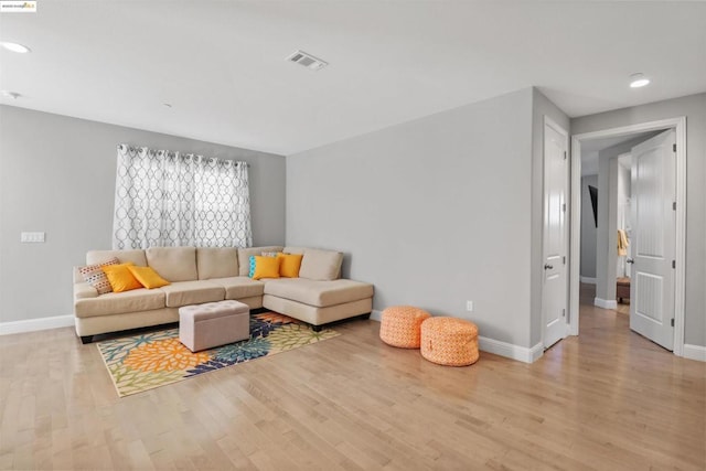 living room with light wood-type flooring