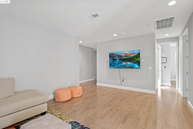 living room with light wood-type flooring