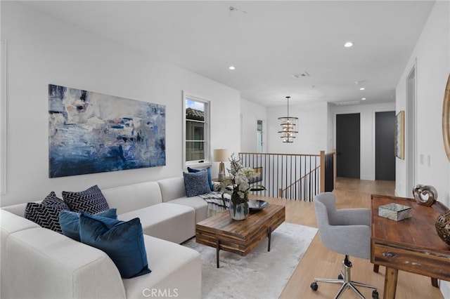 living room featuring light wood-type flooring