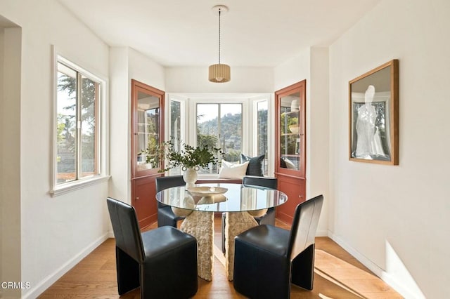 dining area with hardwood / wood-style flooring