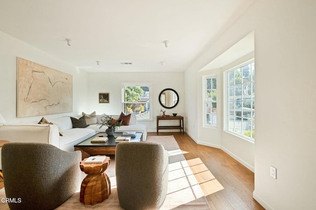 living room featuring light hardwood / wood-style flooring