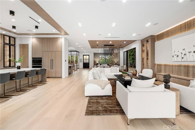 living room featuring light hardwood / wood-style flooring