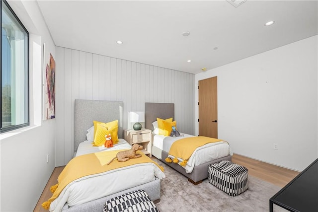 bedroom with light wood-type flooring