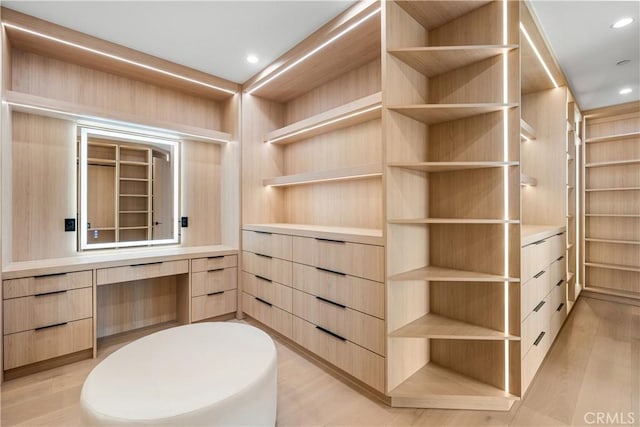 spacious closet with light wood-type flooring