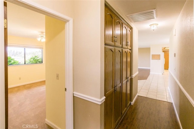 hall featuring dark hardwood / wood-style floors