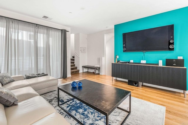 living room featuring hardwood / wood-style flooring