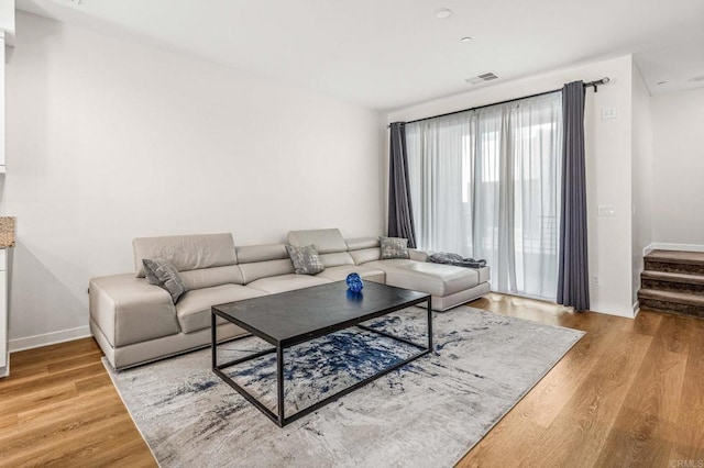 living room featuring hardwood / wood-style flooring