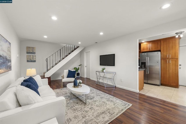 living room featuring light wood-type flooring