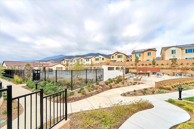 view of community featuring a mountain view