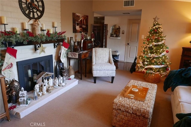 living room featuring carpet