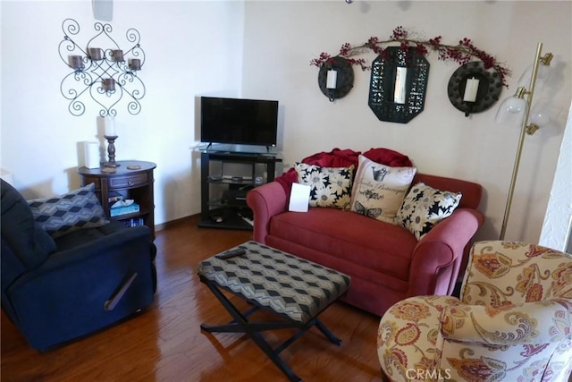 living room featuring dark hardwood / wood-style floors