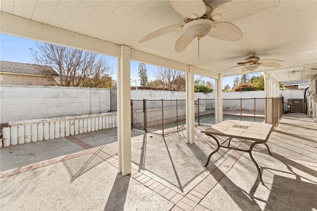 view of patio / terrace featuring ceiling fan