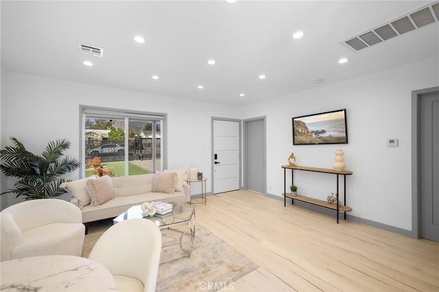 living room featuring light wood-type flooring