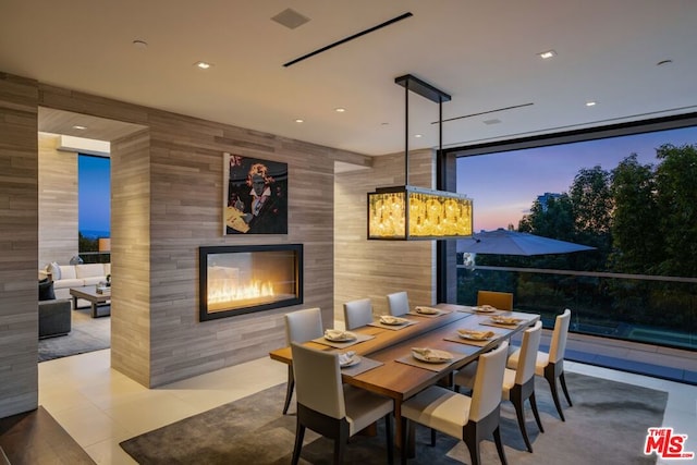 dining room with light tile patterned floors