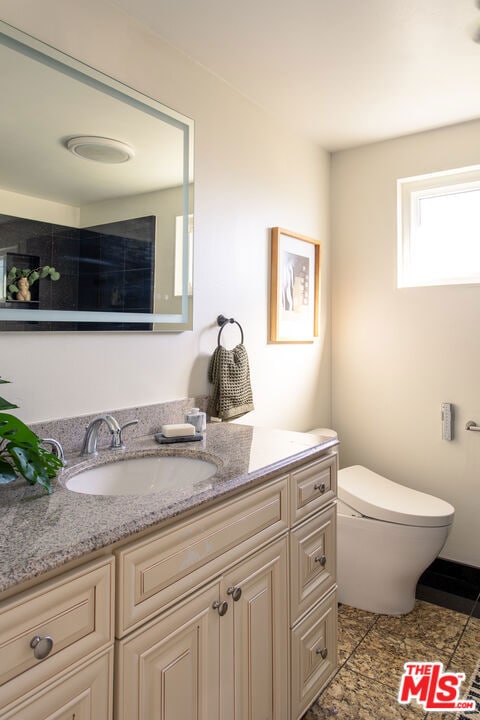 bathroom with toilet and vanity